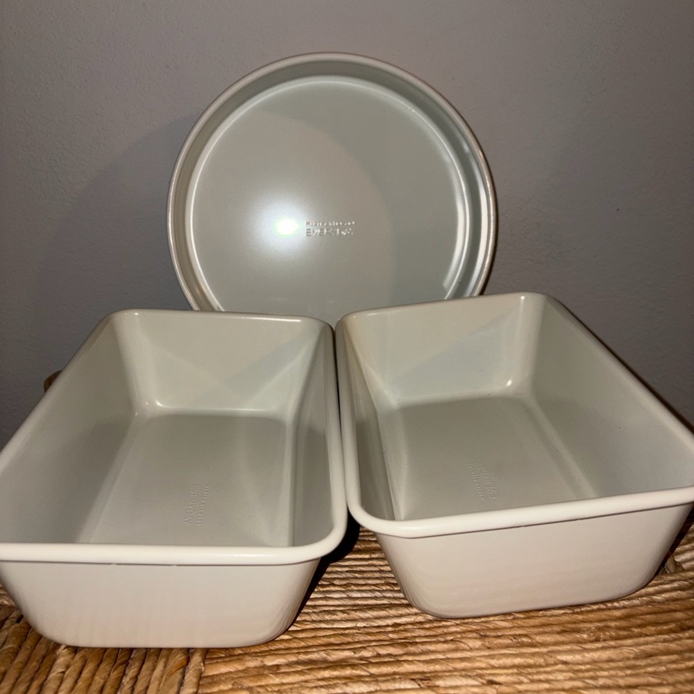 Martha Stewart Everyday Cream Steel Loaf and Baking Dishes Lot of 3